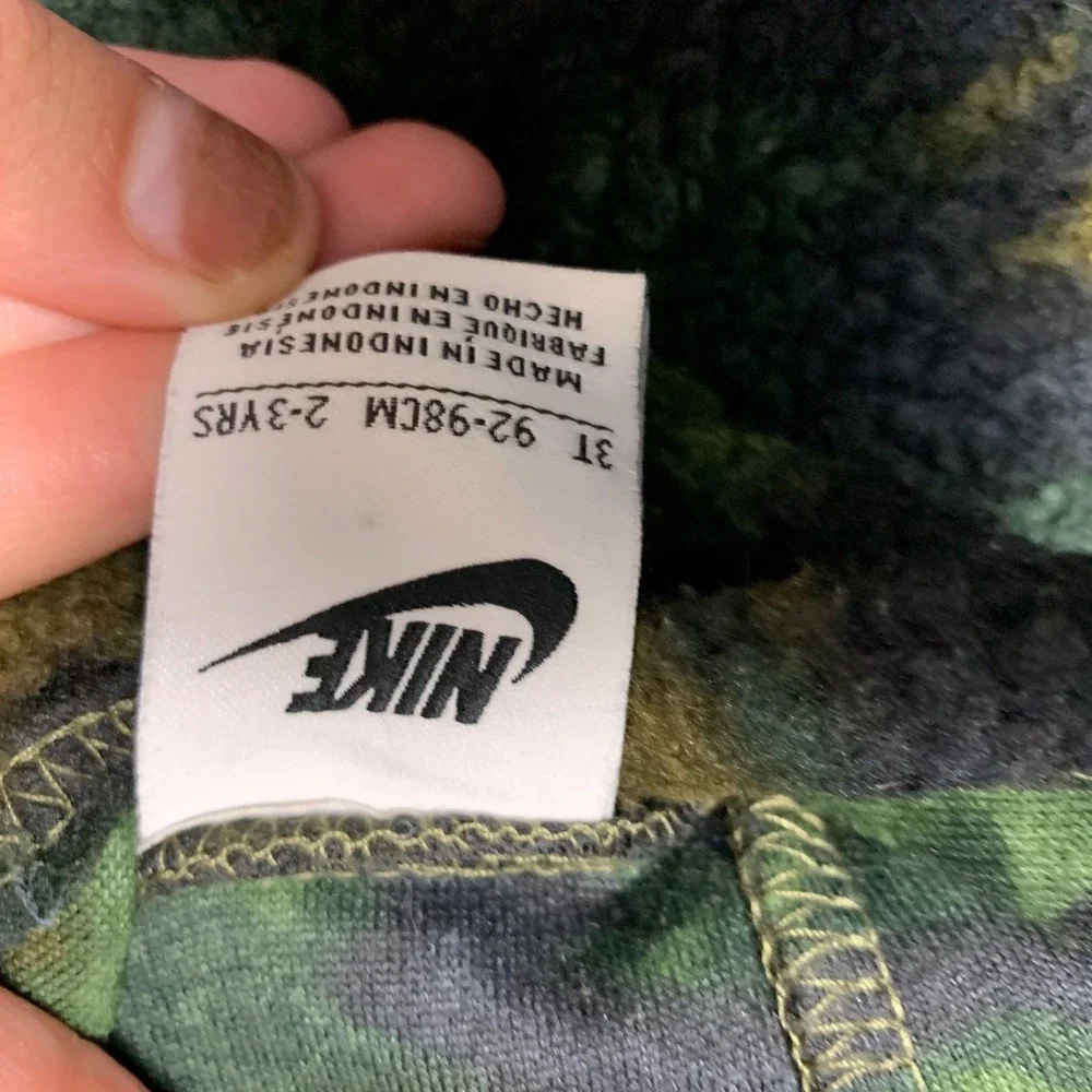Nike Fleece Hoodie Toddler Kids 3T Green Black Camouflage Swoosh Logo Pullover